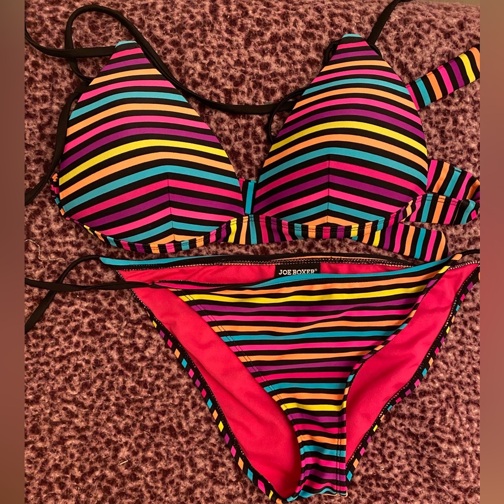 NWOT Joe Boxer two piece multicolored bikini